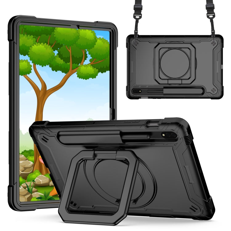 For Samsung Galaxy Tab S7 / S8 Silicone + PC Bracelet Holder Tablet Case(Black) Eurekaonline