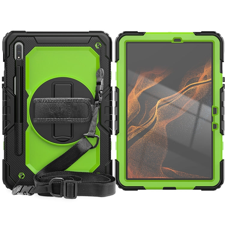 For Samsung Galaxy Tab S8 11 inch SM-X700 Silicone + PC Tablet Case(Black+Yellow Green) Eurekaonline