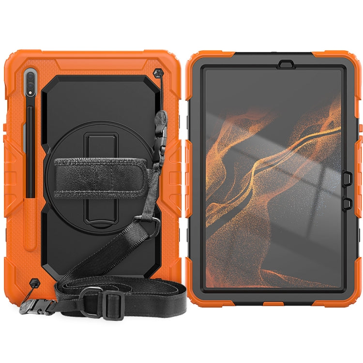 For Samsung Galaxy Tab S8 11 inch SM-X700 Silicone + PC Tablet Case(Orange+Black) Eurekaonline