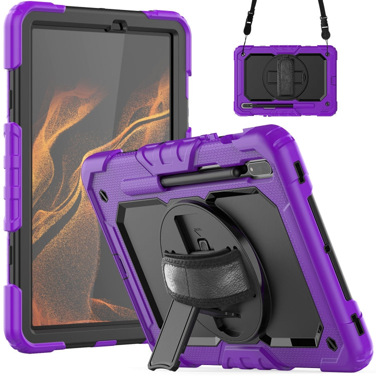 For Samsung Galaxy Tab S8 11 inch SM-X700 Silicone + PC Tablet Case(Purple+Black) Eurekaonline