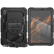 For Samsung Galaxy Tab S8 11 inch SM-X700 Silicone + PC Tablet Case with Shoulder Strap(Black) Eurekaonline