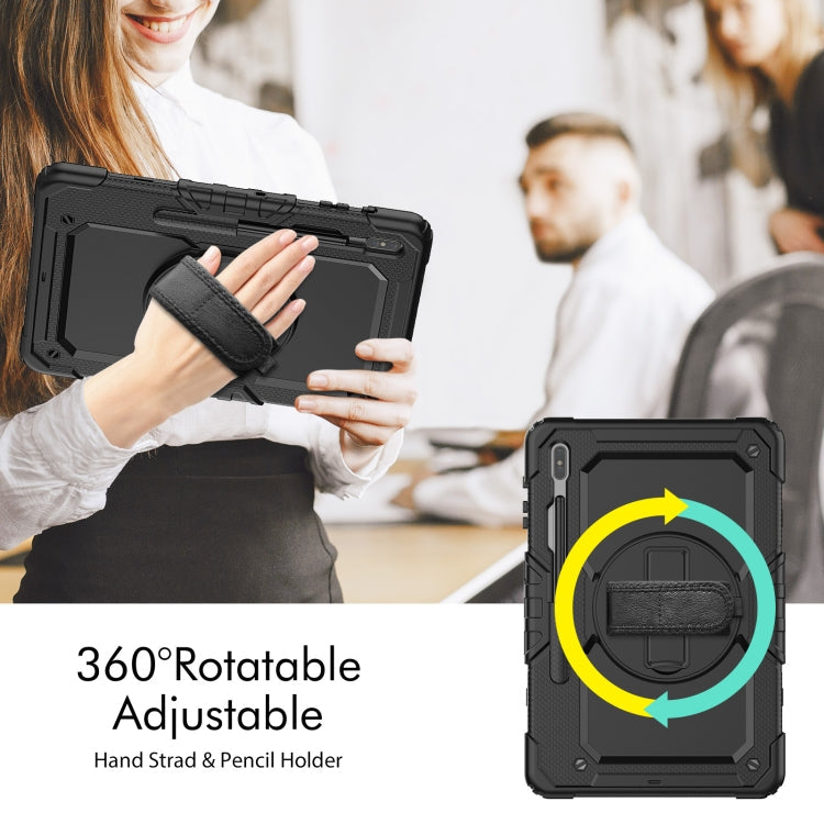 For Samsung Galaxy Tab S8+ 12.4 inch SM-X800 Silicone + PC Tablet Case with Shoulder Strap(Black) Eurekaonline