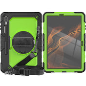 For Samsung Galaxy Tab S8+ 12.4 inch SM-X800 Silicone + PC Tablet Case with Shoulder Strap(Black+Yellow Green) Eurekaonline