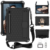 For Samsung Galaxy Tab S8 / Tab S7 Honeycomb Design EVA + PC Tablet Case with Strap(Black) Eurekaonline