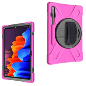 For Samsung Galaxy Tab S8+ / Tab S8 Plus /  Tab S7 FE / Tab S7+ Shockproof Colorful Silicone + PC Protective Case with Holder & Shoulder Strap & Hand Strap(Rose Red) Eurekaonline