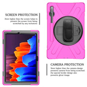 For Samsung Galaxy Tab S8+ / Tab S8 Plus /  Tab S7 FE / Tab S7+ Shockproof Colorful Silicone + PC Protective Case with Holder & Shoulder Strap & Hand Strap(Rose Red) Eurekaonline