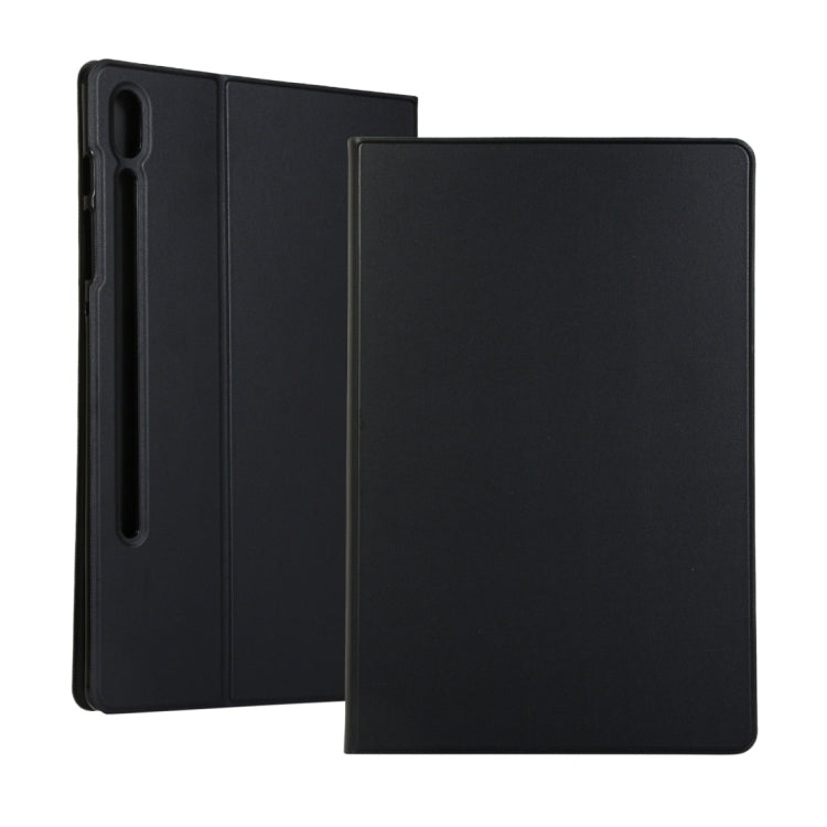 For Samsung Galaxy Tab S8 Ultra Elasticity Leather Tablet Case with Holder(Black) Eurekaonline