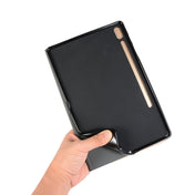 For Samsung Galaxy Tab S8 Ultra Elasticity Leather Tablet Case with Holder(Black) Eurekaonline