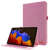 For Samsung Galaxy Tab S8 Ultra Horizontal Flip Fabric Leather Tablet Case with Card Slots & Holder(Rose Red) Eurekaonline