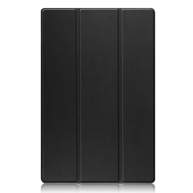 For Samsung Galaxy Tab S8 Ultra Three-folding Holder Custer Texture Leather Tablet Case(Black) Eurekaonline