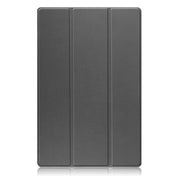 For Samsung Galaxy Tab S8 Ultra Three-folding Holder Custer Texture Leather Tablet Case(Grey) Eurekaonline