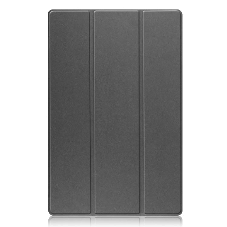For Samsung Galaxy Tab S8 Ultra Three-folding Holder Custer Texture Leather Tablet Case(Grey) Eurekaonline