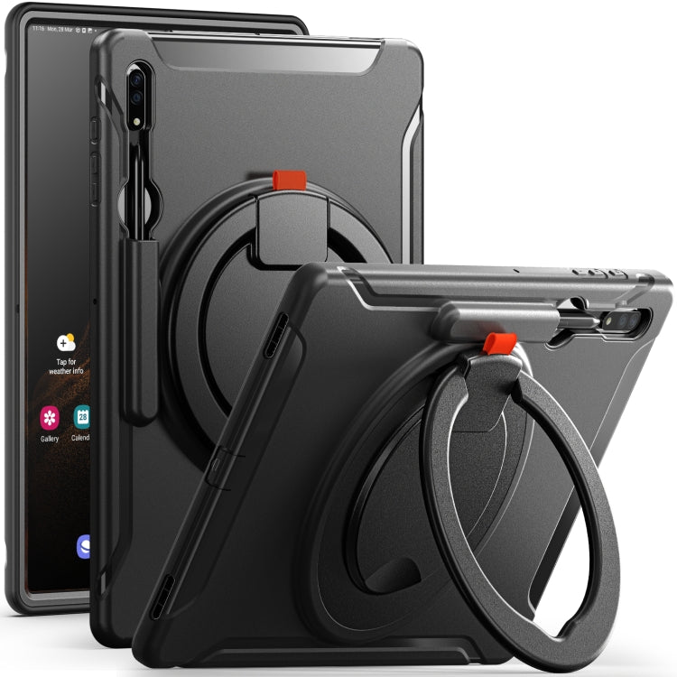 For Samsung Galaxy Tab S8 Ultra / X900 360 Rotation Handle Grip TPU + PC Tablet Case(Black) Eurekaonline