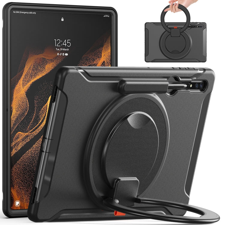 For Samsung Galaxy Tab S8 Ultra / X900 360 Rotation Handle Grip TPU + PC Tablet Case(Black) Eurekaonline