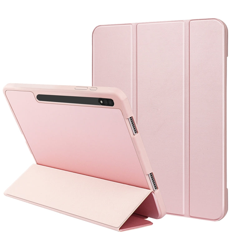 For Samsung Galaxy Tab S8+ / X800 3-folding Honeycomb TPU Smart Leather Tablet Case(Pink) Eurekaonline
