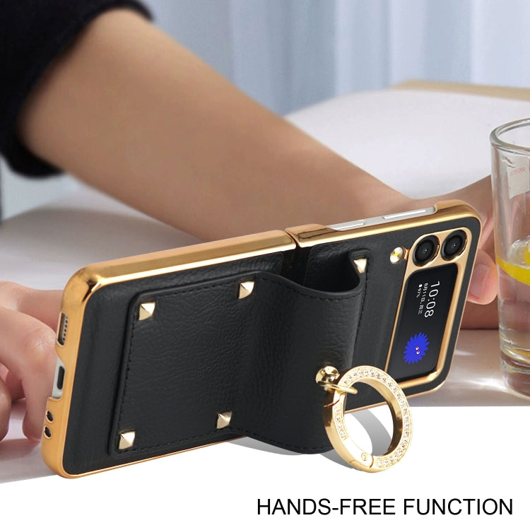 For Samsung Galaxy Z Flip3 5G GKK Colorful PU Phone Case with Ring Holder(Black) Eurekaonline