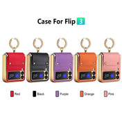 For Samsung Galaxy Z Flip3 5G GKK Colorful PU Phone Case with Ring Holder(Black) Eurekaonline