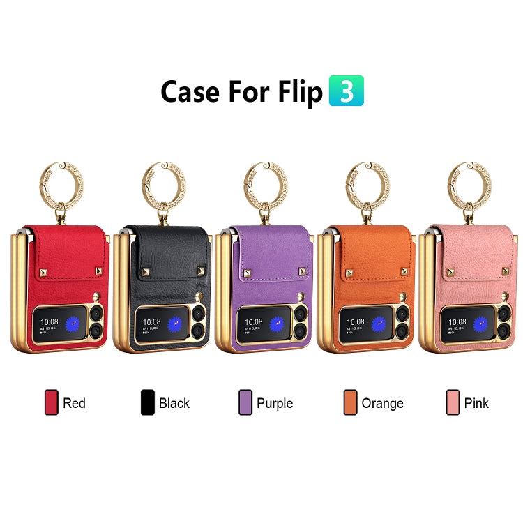 For Samsung Galaxy Z Flip3 5G GKK Colorful PU Phone Case with Ring Holder(Black) Eurekaonline