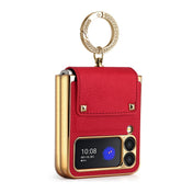 For Samsung Galaxy Z Flip3 5G GKK Colorful PU Phone Case with Ring Holder(Red) Eurekaonline