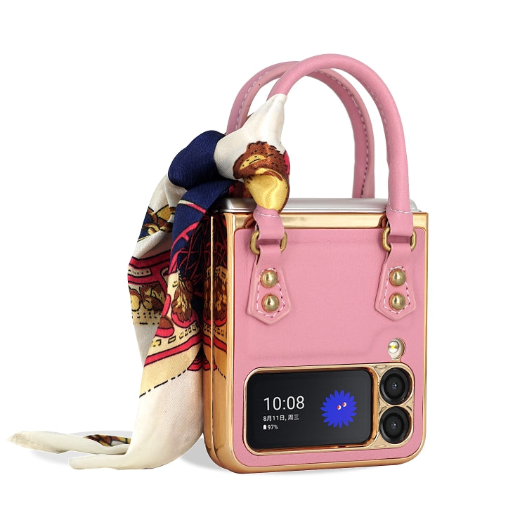For Samsung Galaxy Z Flip3 5G GKK Handbag Design Leather + PC Phone Case(Pink) Eurekaonline