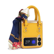 For Samsung Galaxy Z Flip3 5G GKK Handbag Design Leather + PC Phone Case(Yellow) Eurekaonline