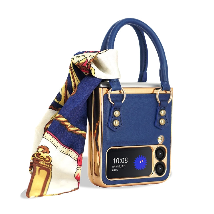 For Samsung Galaxy Z Flip3 5G Handbag Design Leather + PC Phone Case(Blue) Eurekaonline