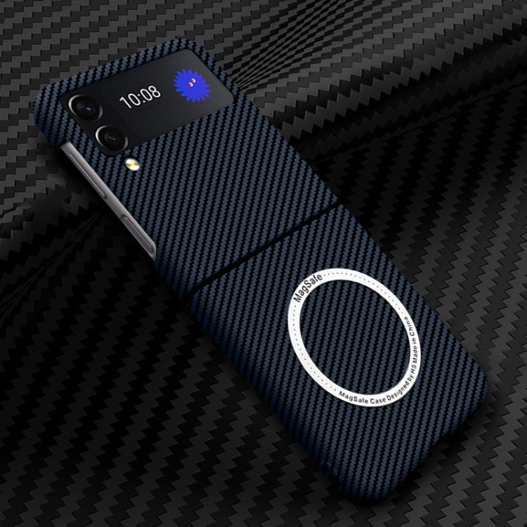 For Samsung Galaxy Z Flip4 5G Carbon Fiber Texture MagSafe Magnetic Phone Case(Blue) Eurekaonline