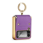 For Samsung Galaxy Z Flip4 5G GKK Colorful PU Phone Case with Ring Holder(Purple) Eurekaonline