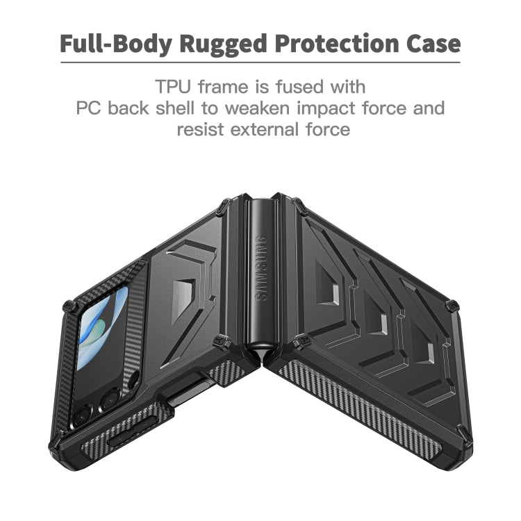 For Samsung Galaxy Z Flip4 5G SM-F721 Armored All-inclusive Shockproof Folding Phone Case(Black) Eurekaonline