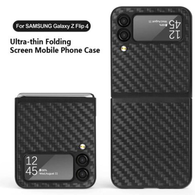For Samsung Galaxy Z Flip4 Carbon Fiber Texture Skin-friendly Feel Full Body Folding Phone Case (Black) Eurekaonline