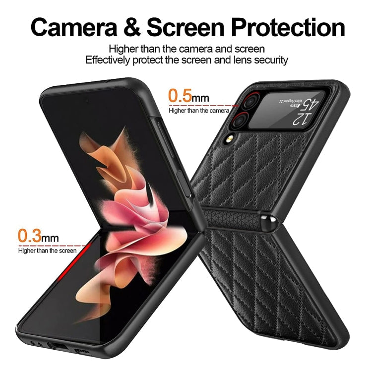 For Samsung Galaxy Z Flip4 Diamond Lattice Hinge Phone Case(Black) Eurekaonline