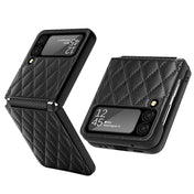 For Samsung Galaxy Z Flip4 Diamond Lattice Hinge Phone Case(Black) Eurekaonline