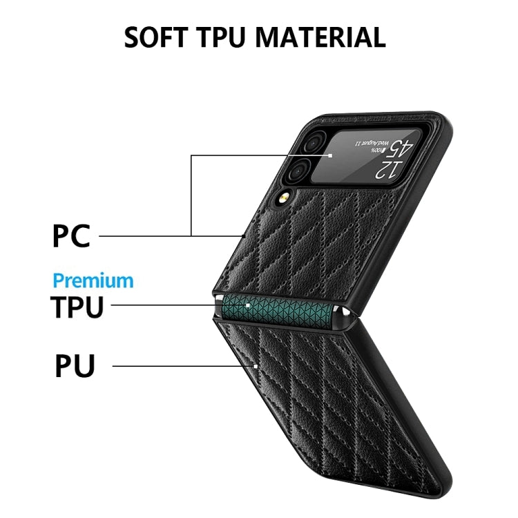 For Samsung Galaxy Z Flip4 Diamond Lattice Hinge Phone Case(Black) Eurekaonline