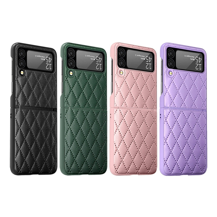 For Samsung Galaxy Z Flip4 Diamond Lattice Hinge Phone Case(Black) Eurekaonline