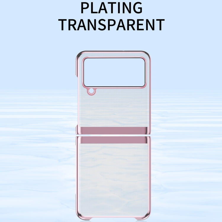 For Samsung Galaxy Z Flip4 Electroplating Transparent Shockproof Phone Case(Rose Gold) Eurekaonline