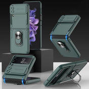 For Samsung Galaxy Z Flip4 GKK Carbon Brazing Pattern Shockproof Armor PC Phone Case with Ring Holder(Green) Eurekaonline