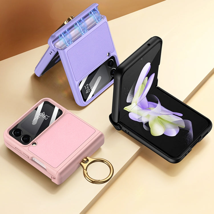 For Samsung Galaxy Z Flip4 GKK Magnetic Fold Hinge Full Coverage Phone Case with Ring Holder(Pink) Eurekaonline