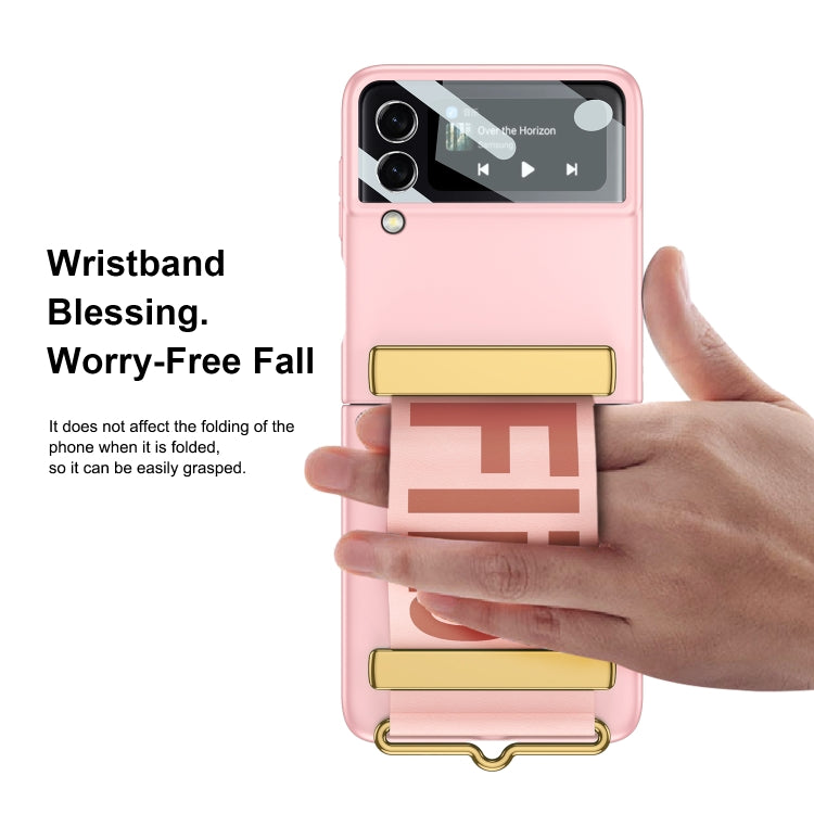 For Samsung Galaxy Z Flip4 GKK Ultra-thin Full Coverage Phone Flip Case with Wristband(Black) Eurekaonline