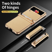 For Samsung Galaxy Z Flip4 Litchi Texture Leather Hinged Electroplated Phone Case with Pen(Gold) Eurekaonline