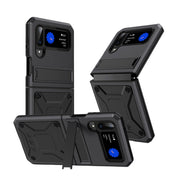For Samsung Galaxy Z Flip4 Metal Shock-proof Phone Case With Holder(Black) Eurekaonline