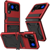For Samsung Galaxy Z Flip4 Metal Shock-proof Phone Case With Holder(Red) Eurekaonline