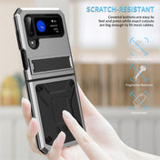 For Samsung Galaxy Z Flip4 Metal Shock-proof Phone Case With Holder(Silver) Eurekaonline