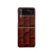 For Samsung Galaxy Z Flip4 Nano Electroplate Mahjong Texture Leather Phone Case(Brown) Eurekaonline