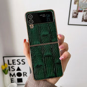 For Samsung Galaxy Z Flip4 Nano Electroplate Mahjong Texture Leather Phone Case(Green) Eurekaonline