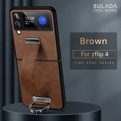 For Samsung Galaxy Z Flip4 SULADA Cool Series PC + Leather Texture Skin Feel Shockproof Phone Case(Brown) Eurekaonline