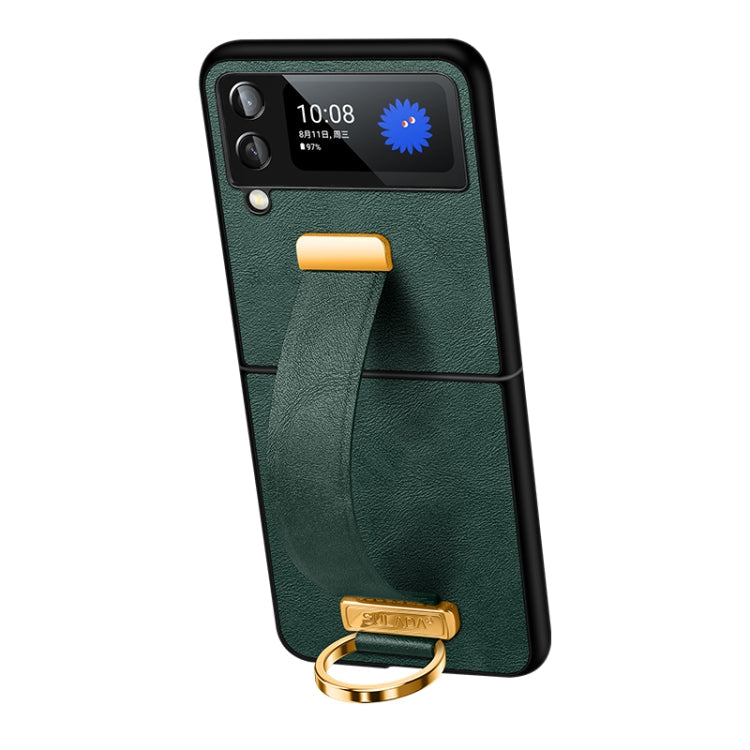 For Samsung Galaxy Z Flip4 SULADA Cool Series PC + Leather Texture Skin Feel Shockproof Phone Case(Green) Eurekaonline