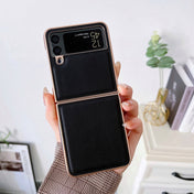 For Samsung Galaxy Z Flip4 Skyline Series Nano Electroplating PU Phone Case(Black) Eurekaonline