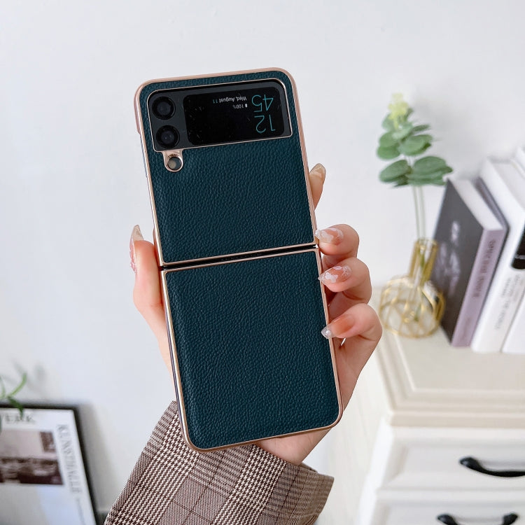 For Samsung Galaxy Z Flip4 Skyline Series Nano Electroplating PU Phone Case(Green) Eurekaonline