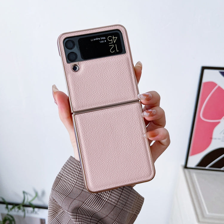 For Samsung Galaxy Z Flip4 Skyline Series Nano Electroplating PU Phone Case(Pink Gold) Eurekaonline