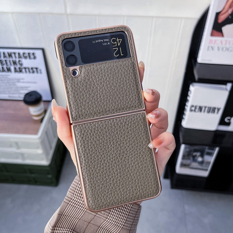 For Samsung Galaxy Z Flip4 Star Series Nano Electroplating PU Phone Case(Elephant Grey) Eurekaonline